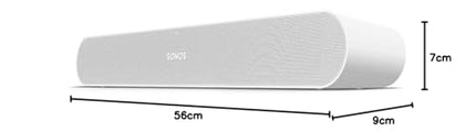 Sonos Ray Soundbar – Ainulaadselt kompaktne kõik-ühes heliriba tipptasemel heliga filmide, mängude ja WiFi-muusika voogesituse jaoks – Ühildub rakenduse ja Apple AirPlayga – Valges värvitoonis
