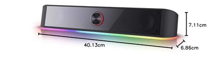 Redragon GS560 Adiemus RGB lauaarvuti heliriba, 2.0-kanaliga arvutikõlar dünaamilise valgusribaga, heli ja valguse sünkroonimine/ekraan, puutetundlik taustvalgus helitugevuse reguleerimisega, USB-kaabel