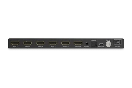 DIGITUS DS-55345 HDMI Matrix Switch 4x2 – 4 In 2 Out – UHD 4K/30 Hz HDTV: 3840 x 2160p – HDCP 1.4 &amp; HDMI 1.4b – Multi-Viewer, Split-Screen, Pip – RS232, Audio (Toslink, Stereo 3.5mm)