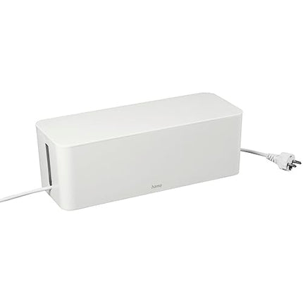 Hama "Maxi" cable box with lid and rubber feet (organizer to prevent cable clutter, storage box for hiding power strips, adapters and cables, protection from children and animals), white, 40 x 15.5 x 13.8 cm