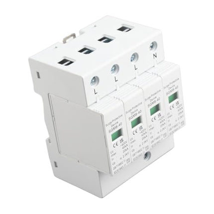 Keenso Home Surge Protector, 4P 220V 40KA Home DIN Rail Surge Arrester Low Voltage Protection Surge Protector for Lightning Protection