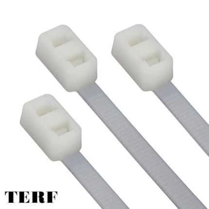 TERF® kahe otsaga kaablisidemed, 200 mm x 4,8 mm, vastupidav nailon, topeltlukk, turvaline ja isesulguv, aeda, koju, kontorisse, töökotta, lattu, isetegemiseks, valge, 50 tk pakendis