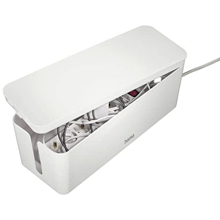 Hama "Maxi" cable box with lid and rubber feet (organizer to prevent cable clutter, storage box for hiding power strips, adapters and cables, protection from children and animals), white, 40 x 15.5 x 13.8 cm
