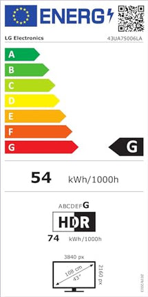 LG 43UA75006LA televiisor 43-tolline (109 cm) 4K UHD tehisintellektiga televiisor (α7 Gen8 4K tehisintellektiga protsessor, webOS 25, 60 Hz) [mudeliaasta 2025]