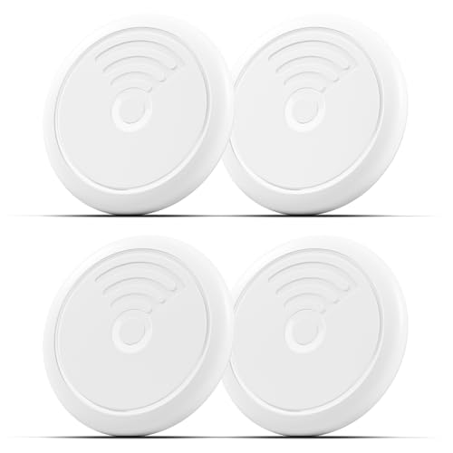 Tags-4 Pack Air Tracker works with Apple Find My (iOS only), Track Keys, Wallet, Luggage, Backpack, Suitcase, Battery Replaceable, Super Lightweight, Item Finder with 4 Key Rings,