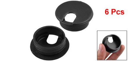 sourcing map 35mm Desk Grommet Black (6 Pack), Wire Cable Hole Cover Plastic Cable Organizers for Office PC Computer Desk Cable Management
