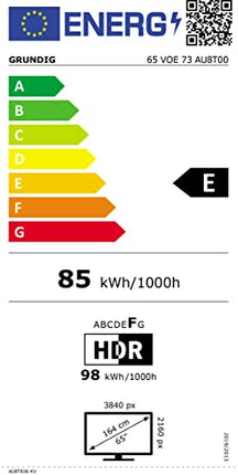 GRUNDIG 65 VOE 73 65-tolline (164 cm) LED-teler, Android 11 teler, 4K UHD, Dolby Vision, HDR10+, Micro Dimming mootor, filmipildi täiustamine, sisseehitatud Chromecast, Bluetooth, nutiteler, must