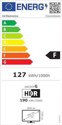 LG 75NANO80A6B teler 75-tolline (190 cm) 4K NanoCell tehisintellektiga teler (α7 Gen8 4K tehisintellektiga protsessor, webOS 25, 60 Hz) [mudeliaasta 2025]