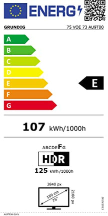 GRUNDIG 50 VOE 73 50-tolline (126 cm) LED-teler, Android 11 teler, 4K UHD, Dolby Digital, HDR10, Micro Dimming mootor, sisseehitatud Chromecast, Bluetooth, nutiteler, must