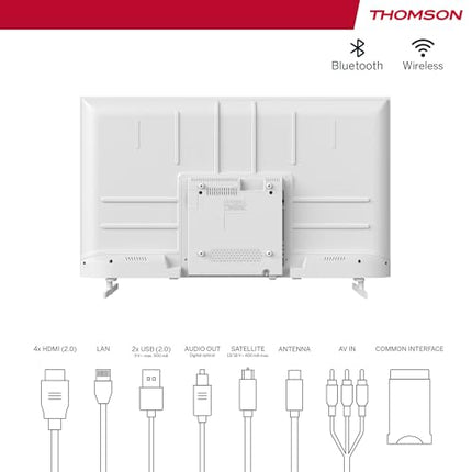 Thomson 43-tolline (109 cm) 4K Ultra HD valge Android Smart TV, Google Assistant, WiFi, Dolby Digital, Bluetooth, kolmekordne tuuner (kaabel/satelliit/antenn), HDMI, CI+, A+ paneel – 43UA5S13W