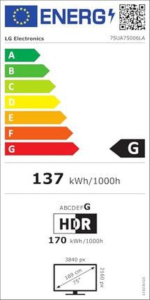 LG 75UA75006LA teler 75-tolline (190 cm) 4K UHD tehisintellektiga teler (α7 Gen8 4K tehisintellektiga protsessor, webOS 25, 60 Hz) [mudeliaasta 2025]