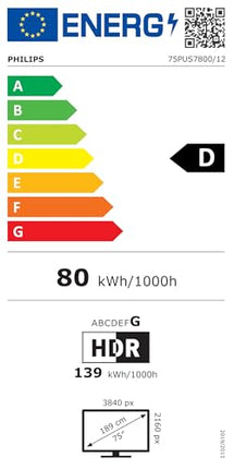 Philips 75PUS7800 4K LED nutiteler - 75-tolline ekraan Pixel Precise Ultra HD, Titan OS platvormi ja Dolby Atmos heliga - Töötab Alexa ja Google Assistantiga