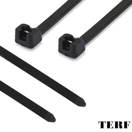 TERF® metallhammastega kaablisidemed, 370 mm x 4,8 mm, vastupidavad nailonist kaablisidemed, turvaline isesulguv mehhanism, plastkaablisidemed koju, kontorisse, aeda, töökotta, lattu, isetegemiseks