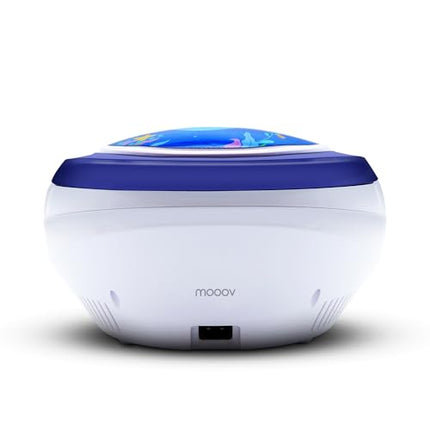 mooov 477170 CD Player for Children with Speakers, USB, Headphone Jack, AUX-IN Port - Boombox CD Player Portable - Mains or Battery Operated - Ocean Model - Blue/White