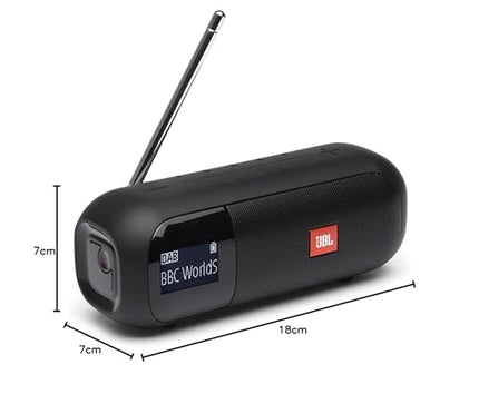 JBL Tuner 2 Radio Recorder in Black – Portable Bluetooth Speaker with MP3, DAB+ and FM Radio – Wireless Music Enjoyment of Up to 12 Hours