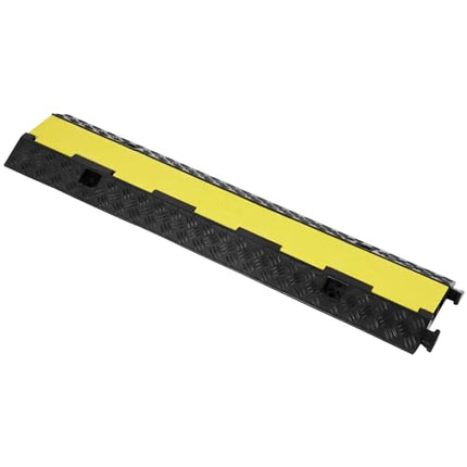 VEVOR 3x 2-Channel Cable Bridge 98x24x4.5cm Overrun Protection Rubber &amp; PVC Hose Bridge Max. Load Capacity 5443kg per Axle Channel Size 3x3cm Access Ramp Ideal for Parking Lots Warehouses Construction Sites