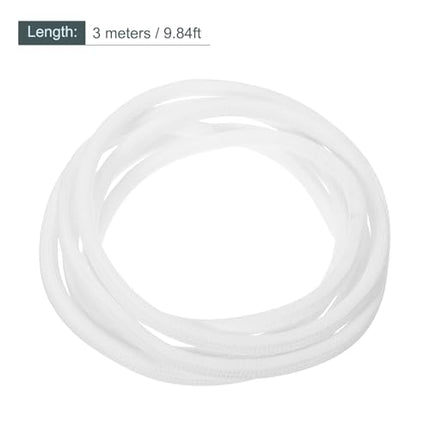 sourcing map Wire Loom Split Sleeve 5/16 inch 2.5m White Self-Wrapping Braided Sleeve UL94-V2 Flame Resistant PET Sheath for Automotive Home Cable Management