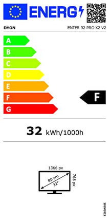 DYON Enter 32 Pro X2-80 cm (32-tolline) televiisor (kolmekordne tuuner (DVB-C/-S2/-T2), hotellirežiim, USB-meediapleier)