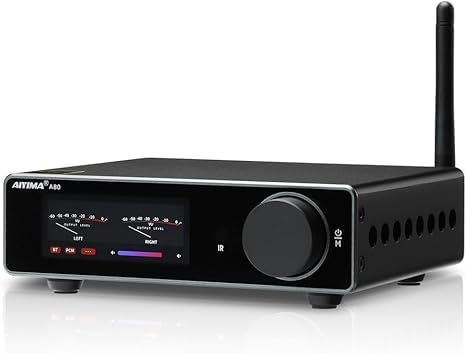 AIYIMA A80 Power Amplifier DAC with PFFB TPA3255D2 Stereo HiFi 2.0 Channel Class D Bluetooth Amplifier 300Wx2 ESS9038Q2M Decoder Home Theater Receiver with PC-USB Coaxial Optical TRS RCA Input