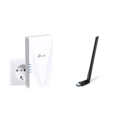 TP-Link RE500X WiFi 6 WLAN Amplifier Repeater AX1500 (Dual Band 1200MBit/s 5GHz &amp; Archer T3U Plus AC1300 High Gain USB WLAN Stick Adapter with Antennas
