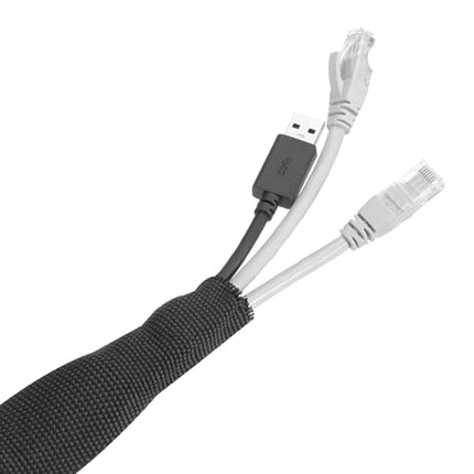sourcing map Braided Cable Sleeves, Heat Shrinkable Fabric Sleeving, 5/16 inch, 0.9 m, Black, 2:1 Ratio, Heat Shrink Tubing, Cable Protector for Wire Harness Cable, Network Cable Protector