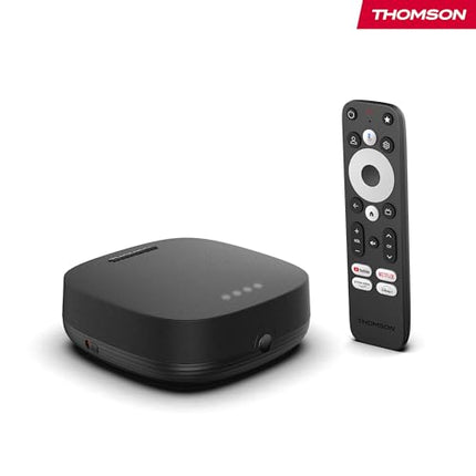 Thomson Streaming Box 270 Plus | Integrated speaker for voice control | Google TV | Netflix, Disney+ | 4K UHD | Streaming via Wi-Fi | Google Cast | 32GB storage