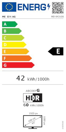 MEDION 108 cm (43 tolli) Full HD-teler (Android TV, nutiteler, HDR, Netflix, Prime Video, PVR, Bluetooth, MD 843100)
