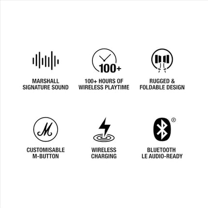 Marshall Major V Bluetooth kõrvaklapid, 100 tundi mänguaega – mustad