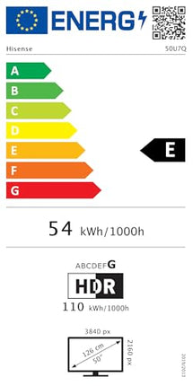 Hisense 50U7Q 50-tolline 4K ULED Mini LED nutiteler Hi-View tehisintellektiga, 144Hz mängurežiim Pro, FreeSync Premium, sisseehitatud subwoofer, Dolby Vision IQ Atmos, Airplay ja hääljuhtimine [2025]