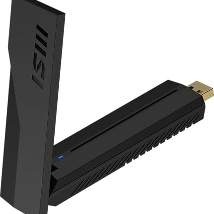 MSI BE6500 WiFi 7 USB Adapter - Wi-Fi up to 2880 Mbps (6 GHz) + 2880 Mbps (5 GHz) + 688 Mbps (2.4 GHz), MU-MIMO, adjustable antenna - Wired mount included