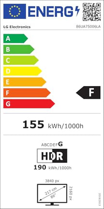 LG 86UA75006LA teler 86-tolline (218 cm) 4K UHD tehisintellektiga teler (α7 Gen8 4K tehisintellektiga protsessor, webOS 25, 60 Hz) [mudeliaasta 2025]