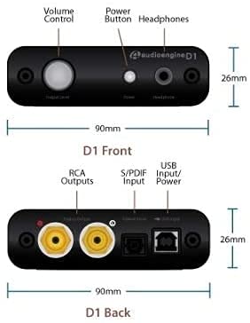 Audioengine 32-bitine D1 kõrvaklapivõimendi ja DAC, kaasaskantav lauaarvuti, eelvõimendi, USB/optilised sisendid, kõrglahutusega heli taasesitus (2. põlvkond)