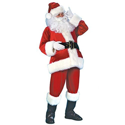 Sincere Party 9pcs Set Deluxe Santa Claus Costume for Adults, Santa Claus Top, Pants, Hat, Boot Covers, Belt, Beard, Gloves XL