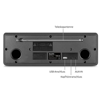 TechniSat DIGITRADIO 370 CD BT - Stereo digitaalraadio (DAB+, FM, CD-mängija, Bluetooth, värviline ekraan, USB, AUX, kõrvaklapipesa, kompaktne süsteem, äratuskell, 10 vatti, kaugjuhtimispult) must