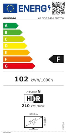 Grundig 65 GOB 9480 65-tolline (164 cm) Google TV, OLED-teler, 4K UHD, Dolby Vision IQ, Dolby Atmos, 60 W heli, Hei Google'i hääljuhtimine, nutiteler, Bluetooth, hõbedane