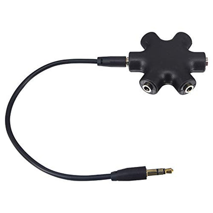 Kaunosta Headphone Splitter, 5-Way Multimedia Headphone Hub Adapter with 6 Ports, Includes 21.5cm Cable for Connecting to Audio Source, for Mobile Phones, Tablets, PC, Mobile Cells, MP3 Players,