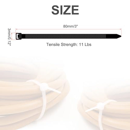 sourcing map 7.6 cm 5 kg Self-Locking Small Nylon Cable Ties 0.3 cm for Cable Management Black 1000 Pieces