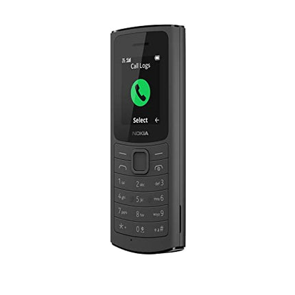 Nokia 110, 1,8-tolline S30+ põhitelefon 4G Volte ühenduvusega, kuni 32 GB välise salvestusruumiga, 1020 mAh eemaldatava akuga, kaameraga, FM-raadioga (juhtmega ja juhtmevaba kaherežiimiline) - must