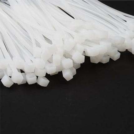 400 Cable Ties Small White 300mm UV Resistant Electrical Installation - Nylon 6.6 cable ties tensile strength 22Kg Self-locking non-slip that are resistant to fire, heat and frost - 300x4.5mm