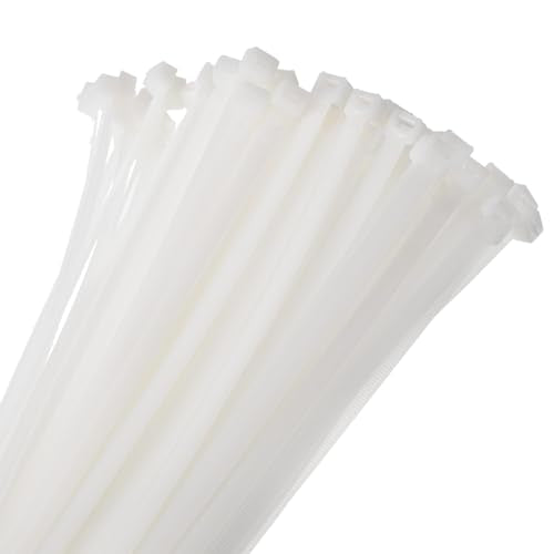 sourcing map 100pcs 700mm White Self-Locking Nylon Cable Ties Extra Long for Cable Management