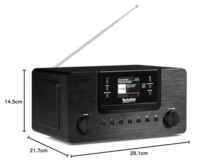 TechniSat DIGITRADIO 570 CD IR – Stereo DAB+ internetiraadio (CD-mängija, Wi-Fi, FM, Bluetoothi ​​heli voogedastus, Spotify, USB, äratuskell, Wi-Fi voogedastus, AUX-sisend, ekvalaiser, kaugjuhtimispult, 2 x 5 vatti) must