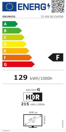 GRUNDIG 75 VOE 83 TV 75 inches (189 cm) Nano UHD+, 120 Hz, Google, 4K UHD, Dolby Atmos, Magic Fidelity, Chromecast Built-in, Bluetooth, Smart, Voice Control, Black