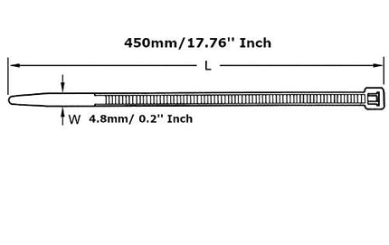 Cable Ties – 450 mm x 4.8 mm – Extra Long Cable Ties – High-Quality Nylon Cable Ties (200 Pack, Black)