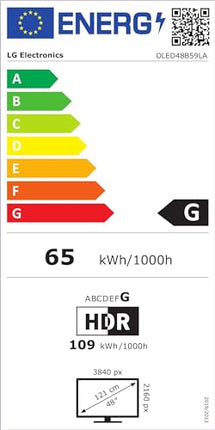LG OLED48B59LA teler 48-tolline (121 cm) 4K OLED tehisintellektiga teler (α8 Gen2 4K tehisintellektiga protsessor, webOS 25, 120 Hz) [mudeliaasta 2025]