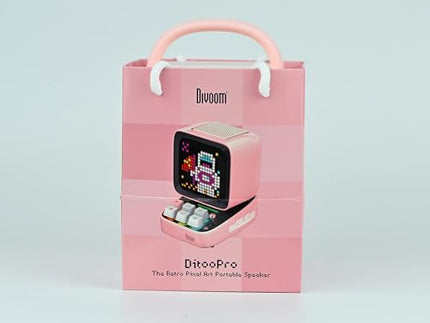 Divoom Ditoo Pixel Art LED kaasaskantav Bluetooth kõlar, 256 programmeeritavat LED-paneeli peovalgustusega, nutikas digitaalne lauakell, mängumuusikakarp, mis toetab TF-kaarti ja raadiot