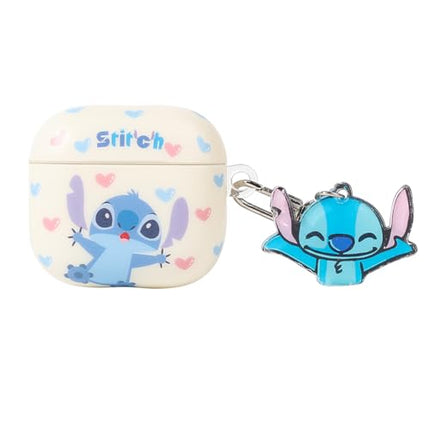 Folaxshoo Compatible with AirPods 4 Generation Cute Cartoon Funny Case Cover with Cleaner Kit (Stitch White)