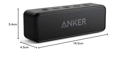 Anker SoundCore 2 Bluetooth Speaker, Powerful with Dual Bass Drivers, 24h Battery, Improved IPX7 Water Resistance, Wireless, for iPhone, Galaxy, etc. (Black)