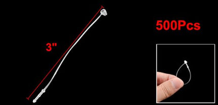 sourcing map 500 PCS Cable Ties Snap Lock Pins Loop Price Fastener 7.6 cm 80 mm White