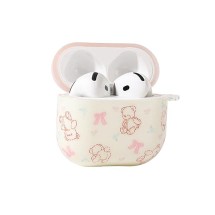 Folaxshoo Compatible with AirPods 4 Generation Cute Cartoon Funny Case Cover with Cleaner Kit (Bow Bear)