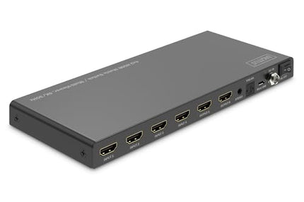 DIGITUS DS-55345 HDMI Matrix Switch 4x2 – 4 In 2 Out – UHD 4K/30 Hz HDTV: 3840 x 2160p – HDCP 1.4 &amp; HDMI 1.4b – Multi-Viewer, Split-Screen, Pip – RS232, Audio (Toslink, Stereo 3.5mm)